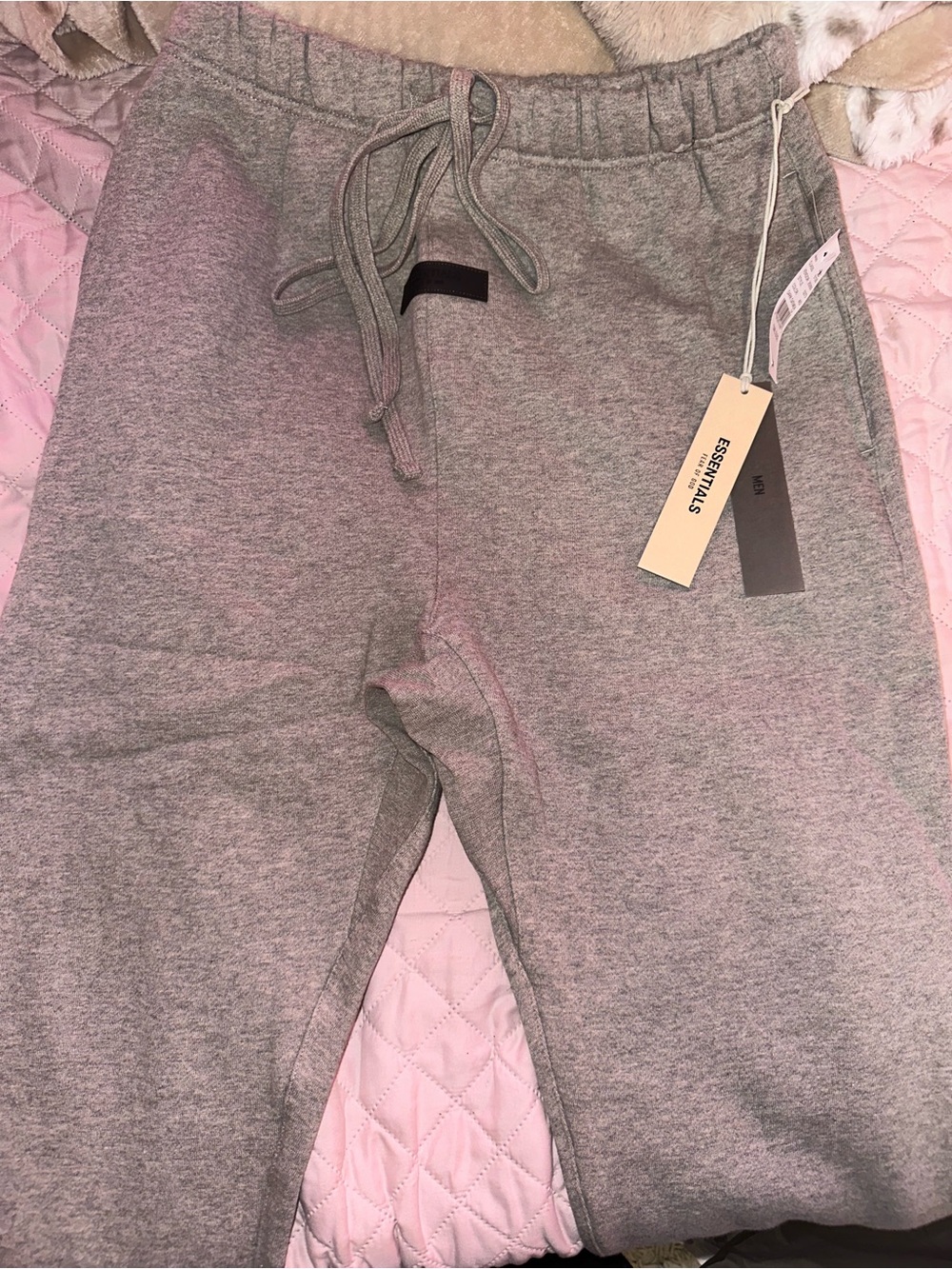 Essentials Men's Gray Sweatpants with Drawstring